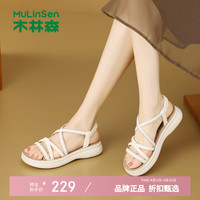 木林森 女士夏季罗马凉鞋 闪钻时尚女生凉鞋子百搭通勤凉拖休闲单鞋