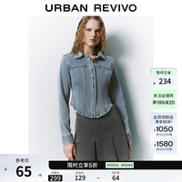 UR UR2026春季新款女装复古休闲长袖牛仔衬衫UYY850180+ 蓝色
