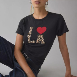 urban outfitters 女士T恤 I Heart LA Animal Print Applique Graphic Slim Tee
