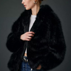 urban outfitters UO Sloanne Faux Fur Zip-Up Hooded Jacket