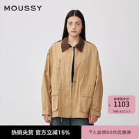 MOUSSY 春季新品复古工装风撞色领口夹克外套女028IAZ30-1351 550驼色 均码