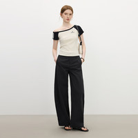 范思蓝恩 新款天丝休闲阔腿弯刀裤 M