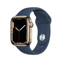 苹果Apple Watch Series 7 智能手表GPS + 蜂窝款41 毫米米金色不锈钢表壳深邃蓝色运动型表带MN9K3CH/A