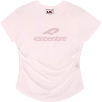  F426 收腰 女士短袖T恤 淡粉色 L