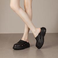 朗姿 26夏季透气休闲简约日常百搭厚底增高洞洞鞋高级感通勤女凉鞋