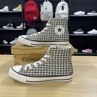 百亿补贴：匡威 新款男女同款高帮千鸟格刺绣百搭休闲帆布鞋A12498C