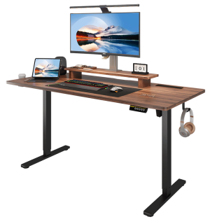 俏同学 实木电动升降电脑桌100*60*75cm