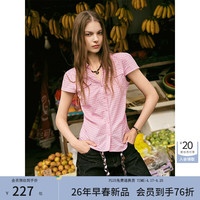 范思蓝恩 26新款美式格纹翻领衬衫XS码