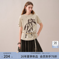 范思蓝恩 26新款印花钉珠宽松短袖T恤XS码