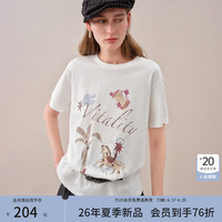 范思蓝恩 26新款轻奢印花宽松圆领T恤XS码