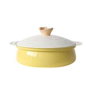 国家补贴：红厨 0氟陶瓷汤锅双耳设计 叶黄色-浅款 24CM