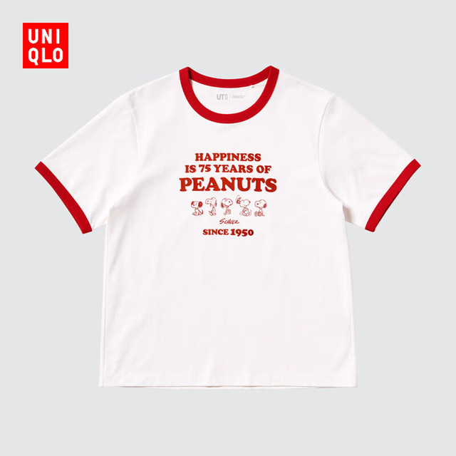 UT 优衣库女装UT PEANUTS印花短袖T恤史努比25春夏476605 00 白色 S /155/80A