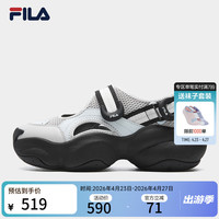 FILA 贝果凉鞋|斐乐运动凉鞋女鞋2026夏新款透气厚底沙滩鞋运动鞋 南极灰/幻象蓝-AI 38.5