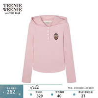 TEENIE WEENIE 小熊女装连帽长袖T恤冬季半开襟休闲学院时尚上衣 粉色 XS (155)