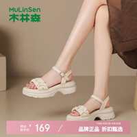 木林森 女鞋休闲凉鞋 夏季轻便一字带凉鞋时尚优雅通勤女士百搭凉鞋单鞋