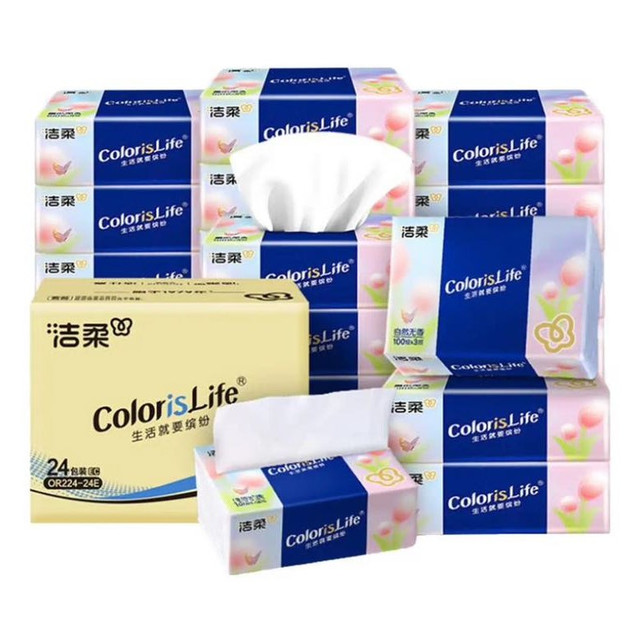洁柔 缤纷生活系列抽纸 3层100抽*24包
