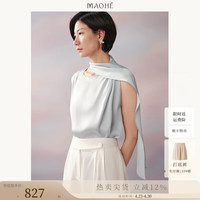 茂禾 真丝斜领气质衬衫2026夏装新款无袖飘带上衣