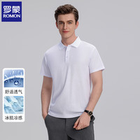 罗蒙 冰丝短袖t恤 翻领休闲百搭 白色