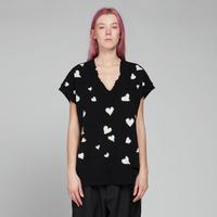 MARNI 时尚V领黑色心形背心