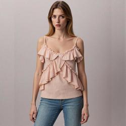 ZARA 女式温柔花边小钢珠装饰时尚吊带背心