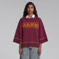 MARNI 红色字母条纹圆领套头毛衣女款