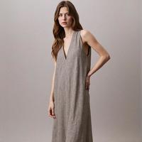 限尺码：ZARA 女式法式设计感宽松挂脖领露背长款无袖连衣裙