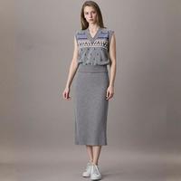 ZARA 女式侧开叉休闲简约拉链高腰过膝中长款A字毛呢半身裙