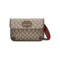 GUCCI 虎头腰男女同款 GG帆布斜跨单肩腰包包女 酷奇男包情侣同款礼物 小号 24CM 单面 米色腰包