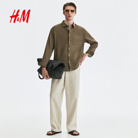 H&M 亚麻混纺 男士衬衫