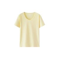  Semir/森马 凉感透气 女士短袖T恤 浅黄30006-气质U领 3XL
