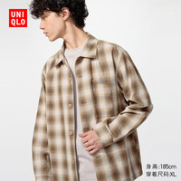 优衣库 490283 棉麻衬衫式茄克 驼色 XL 男装外套