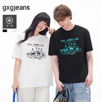 gxgjeans 撞色潮流印花 男士短袖T恤