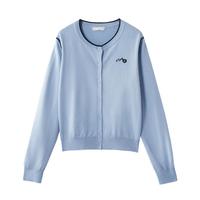 茵曼 简约学院风针织开衫女春秋款休闲百搭宽松拼色绣花毛衣外套