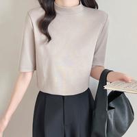 爱黛 春夏半高领纯色打底衫女内搭简约高级感上衣