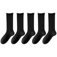  B＆C．Room/棉竹屋 吸汗防臭抗菌 女士中筒袜 全黑色