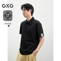  GXG 纹理翻领 男士Polo衫 L 黑色