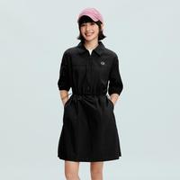 Champion 26春夏新女士翻领直筒中长裙抽绳可调节梭织连衣裙