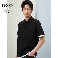  GXG 假两件设计 男士短袖 2XL 黑色