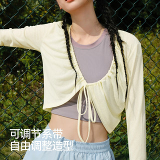 森马 女士短款修身仿麻开衫 淡黄色 2XL