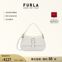 FURLA FLOW中号牛皮女士通勤手提包 棉花糖白