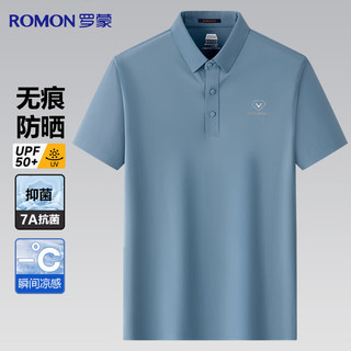  ROMON/罗蒙 冰丝高弹 男士短袖POLO衫 XL （135-155斤） 宝蓝