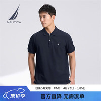 NAUTICA 男装25春夏商务休闲舒适亲肤棉氨透气短袖POLO男 藏青4NV L