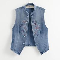 QITA 无品牌 新中式刺绣女装薄款牛仔马甲外套 4928#