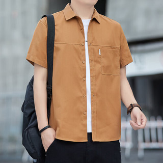  HLA/海澜之家 多口袋透气宽松 男士工装风休闲短袖衬衫
