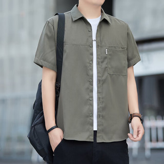  HLA/海澜之家 多口袋透气宽松 男士工装风休闲短袖衬衫