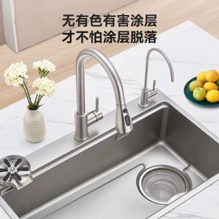 京东京造 加厚304不锈钢厨房洗菜盆 米粒纹纳款 大单槽68*46cm 含龙头 赠套装