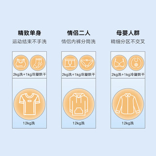 LittleSwan 小天鹅 迷你小乌梅系列 TD12VE10PRO+TNDD20-08AIDEW 三分区洗烘一体机 14kg