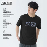 马克华菲 100%纯棉 男士短袖T恤  -黑#JMK五星俱乐部 XL