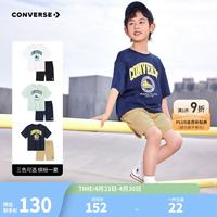 匡威 童装男童套装夏季新款中大童休闲短t短裤两件套宽松上衣 藏青蓝 120 /60