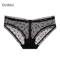 「CG」性感蕾丝女植绒雪花 低腰蝴蝶结小心机蜜桃臀内裤